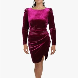 Lauren Ralph Lauren Womens Velvet midi Dress Fuschia Pink 12